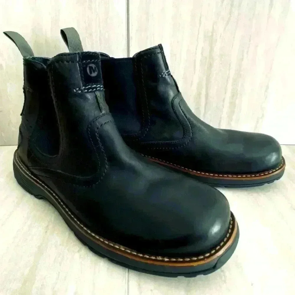 Merrell‎ Realm Black Leather Pull On Boot Men’s Size 8